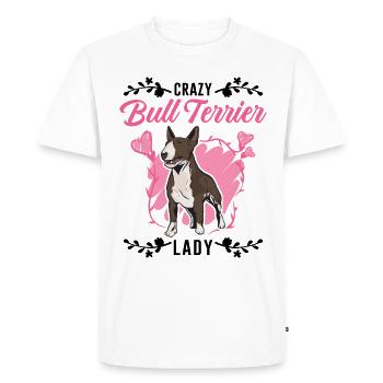 Crazy Bull Terrier dame Bullterrier - T-shirt Premium bio Homme - blanc - Devant - Nico (187cm)
