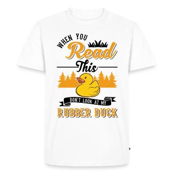 Canard en caoutchouc Cadeau Canard Grinçant Canard Bain Canard - T-shirt Premium bio Homme - blanc - Devant - Nico (187cm)