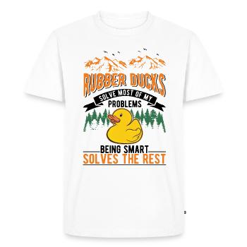 Canard en caoutchouc Cadeau Canard Grinçant Canard Bain Canard - T-shirt Premium bio Homme - blanc - Devant - Nico (187cm)