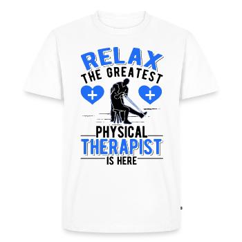 Physiothérapeute Physiothérapie Physio - T-shirt Premium bio Homme - blanc - Devant - Nico (187cm)