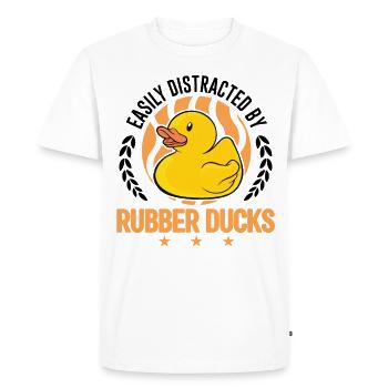 Facilement distrait par Rubber Ducks Rubber Duck - T-shirt Premium bio Homme - blanc - Devant - Nico (187cm)