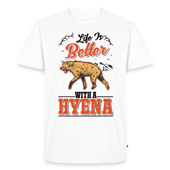 La vie est meilleure avec une Hyène Loup de Terre Hyène - T-shirt Premium bio Homme - blanc - Devant - Nico (187cm)