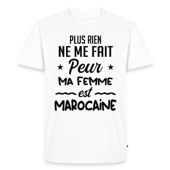 Rien ne me fait peur ma femme est Marocaine - T-shirt Premium bio Homme - blanc - Devant - Nico (187cm)