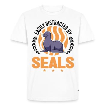 Facilement distrait par Seal Seehund Robben - T-shirt Premium bio Homme - blanc - Devant - Nico (187cm)