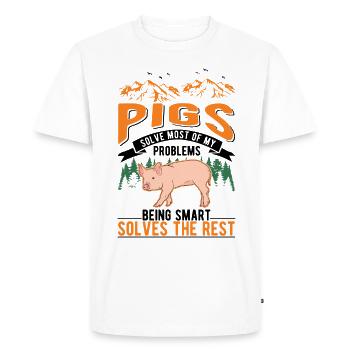 Pig Gift Farmer Pigs - Men's Premium Organic T-Shirt - white - Front - Nico (187cm)