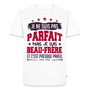 Pas parfait beau frère !! - T-shirt Premium bio Homme - blanc - Devant - Nico (187cm)