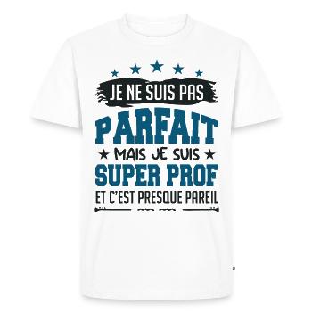 je ne suis pas parfait PROF - T-shirt Premium bio Homme - blanc - Devant - Nico (187cm)