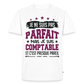 je ne suis pas parfait COMPTABLE | comptable - T-shirt Premium bio Homme - blanc - Devant - Nico (187cm)