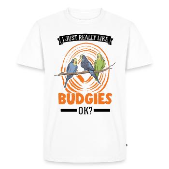 J’aime beaucoup les perruches perruches perruches perruches - T-shirt Premium bio Homme - blanc - Devant - Nico (187cm)