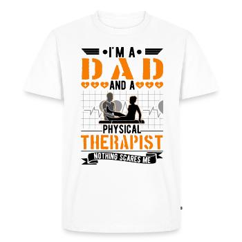 Physiothérapeute Père Physiothérapie Papa Physio - T-shirt Premium bio Homme - blanc - Devant - Nico (187cm)