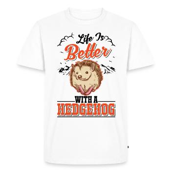 La vie est meilleure avec un hérisson Igel - T-shirt Premium bio Homme - blanc - Devant - Nico (187cm)