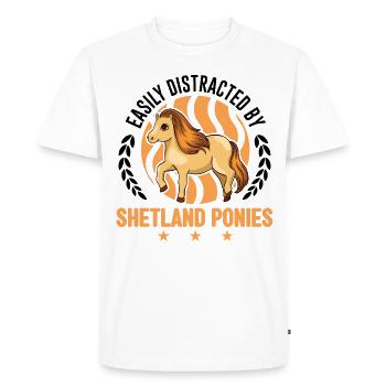 Facilement distrait par Shetland Ponies Shetty - T-shirt Premium bio Homme - blanc - Devant - Nico (187cm)