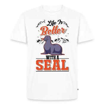 La vie est meilleure avec un Seal Robben Seehund - T-shirt Premium bio Homme - blanc - Devant - Nico (187cm)