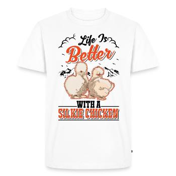 La vie est meilleure avec un Silkie Chicken Seidenhuhn - T-shirt Premium bio Homme - blanc - Devant - Nico (187cm)