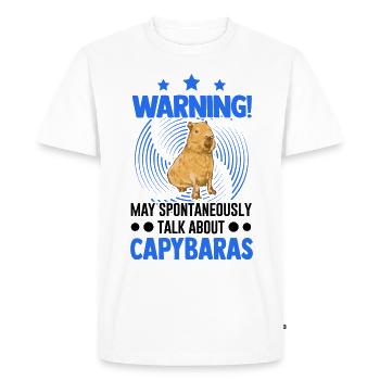 Peut parler spontanément de Capybaras - T-shirt Premium bio Homme - blanc - Devant - Nico (187cm)