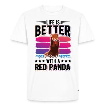 La vie est meilleure avec un panda roux roter panda - T-shirt Premium bio Homme - blanc - Devant - Nico (187cm)