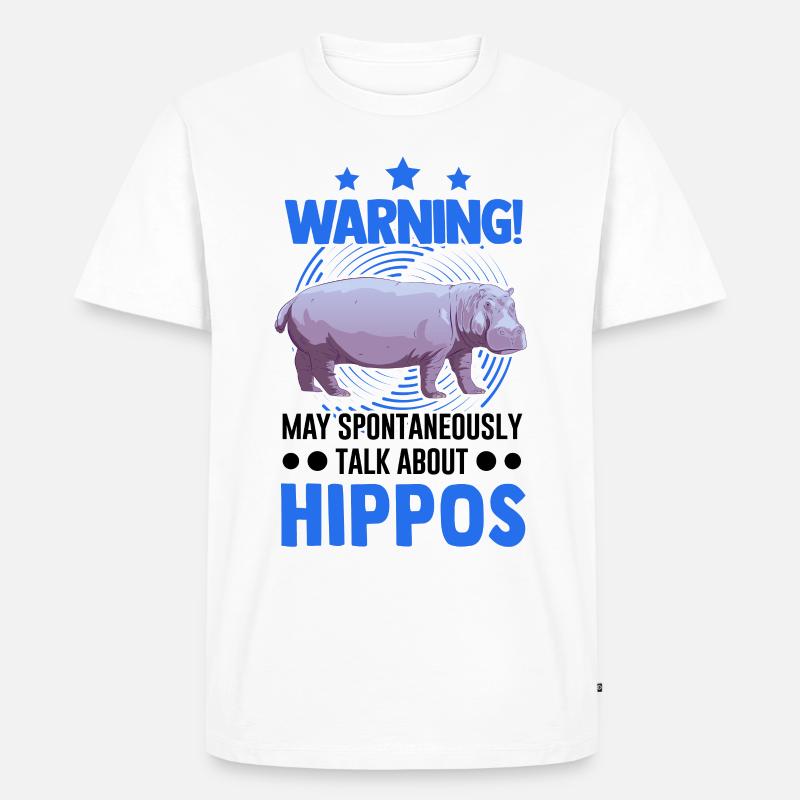 Warnung Nilpferd Hippo Flusspferd - Männer Premium Bio T-Shirt - Weiß