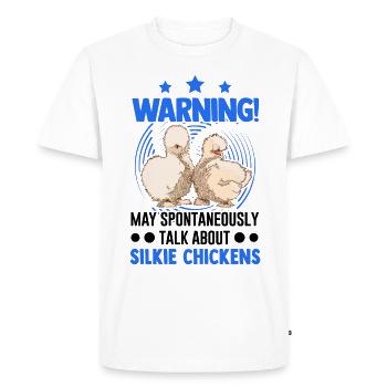 Avertissement Silkie Poulet Silkie Poulet - T-shirt Premium bio Homme - blanc - Devant - Nico (187cm)