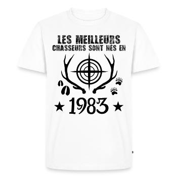 Chasseur | Anniversaire chasseur 1983 cadeau 1983 - T-shirt Premium bio Homme - blanc - Devant - Nico (187cm)