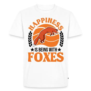 Le bonheur, c’est d’être avec Foxes Fuchs - T-shirt Premium bio Homme - blanc - Devant - Nico (187cm)