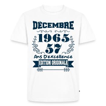 décembre 1965 Edition original | Vintage 1965 - T-shirt Premium bio Homme - blanc - Devant - Nico (187cm)