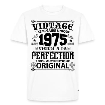 1975 Vintage Anniversaire 1975 original birthday - T-shirt Premium bio Homme - blanc - Devant - Nico (187cm)