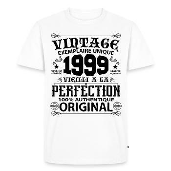 1999 Vintage Anniversaire 1999 original birthday - T-shirt Premium bio Homme - blanc - Devant - Nico (187cm)