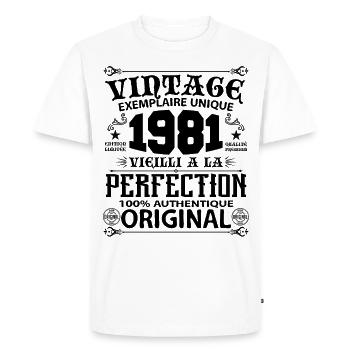 1981 Vintage Anniversaire 1981 original birthday - T-shirt Premium bio Homme - blanc - Devant - Nico (187cm)