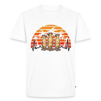 Suricate Heartbeat Rétro Suricate - T-shirt Premium bio Homme - blanc - Devant - Nico (187cm)