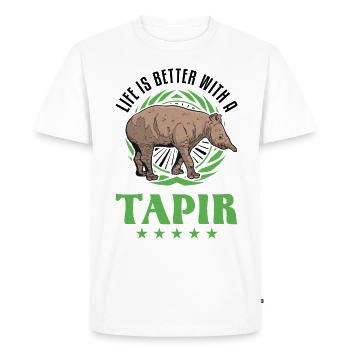 La vie est meilleure avec un Tapir - T-shirt Premium bio Homme - blanc - Devant - Nico (187cm)