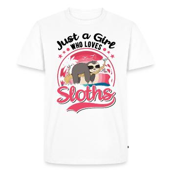 Juste une fille qui aime les paresseux Faultier Mädchen - T-shirt Premium bio Homme - blanc - Devant - Nico (187cm)