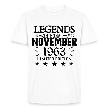 November 1963 | 1963 legends were born in November - T-shirt Premium bio Homme - blanc - Devant - Nico (187cm)