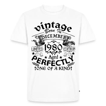 December 1980 | 1980 Vintage | born in December - T-shirt Premium bio Homme - blanc - Devant - Nico (187cm)
