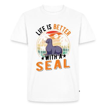 La vie est meilleure avec un Seal Sea Lion Robbe - T-shirt Premium bio Homme - blanc - Devant - Nico (187cm)