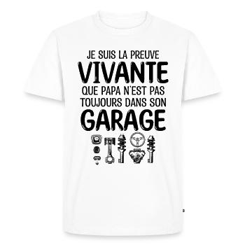 Garagiste preuve Vivante - cadeau Garagiste mécano - T-shirt Premium bio Homme - blanc - Devant - Nico (187cm)