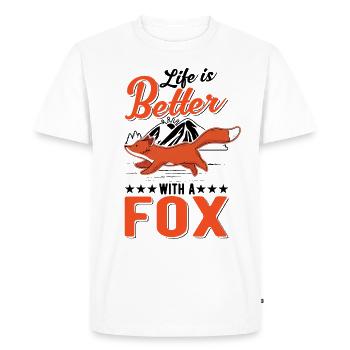 Life is better with a Fox Rotfuchs Fuchs - Men's Premium Organic T-Shirt - white - Front - Nico (187cm)