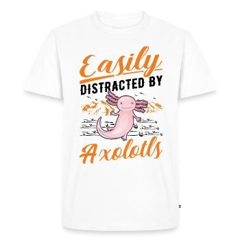 Facilement distrait par l’amphibien à queue d’Axolotl - T-shirt Premium bio Homme - blanc - Devant - Nico (187cm)