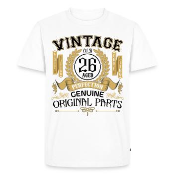 Vintage 26 ans - cadeau d'anniversaire 26 ans !!! - T-shirt Premium bio Homme - blanc - Devant - Nico (187cm)