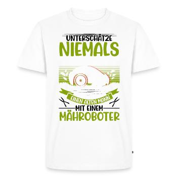 Robotic Lawn Mower Old Man Lawn Mower Robot - Men's Premium Organic T-Shirt - white - Front - Nico (187cm)