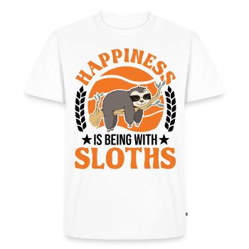 Sloth Happiness Sloth - Men's Premium Organic T-Shirt - white - Front - Nico (187cm)