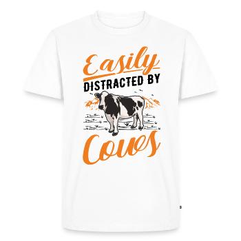 Facilement distrait par Vaches vache bovins éleveur vache - T-shirt Premium bio Homme - blanc - Devant - Nico (187cm)