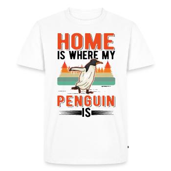 La maison est l’endroit où se trouve mon pingouin - T-shirt Premium bio Homme - blanc - Devant - Nico (187cm)