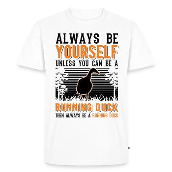 Indian Running Duck Gift Running Duck - Men's Premium Organic T-Shirt - white - Front - Nico (187cm)
