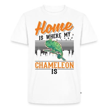 Caméléon Accueil Caméléon - T-shirt Premium bio Homme - blanc - Devant - Nico (187cm)