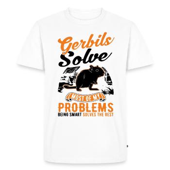 Gerbille Cadeau Rat de course mongol Gerbille - T-shirt Premium bio Homme - blanc - Devant - Nico (187cm)