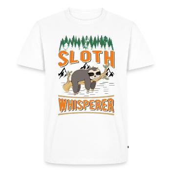 Faultier Flüsterer Sloth Whisperer - T-shirt Premium bio Homme - blanc - Devant - Nico (187cm)