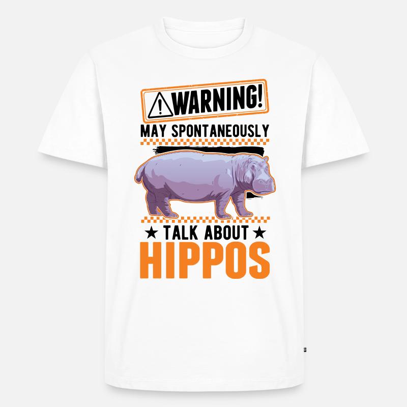 Warnung Nilpferd Hippo Flusspferd - Männer Premium Bio T-Shirt - Weiß