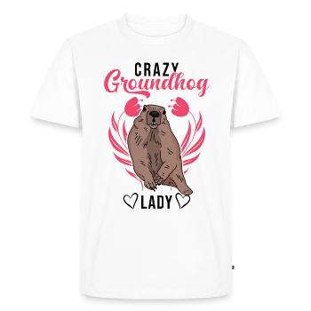 Marmotte folle Femme Crazy Groundhog dame - T-shirt Premium bio Homme - blanc - Devant - Nico (187cm)