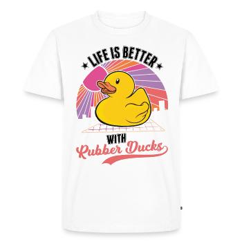 La vie est meilleure avec les canards en caoutchouc - T-shirt Premium bio Homme - blanc - Devant - Nico (187cm)