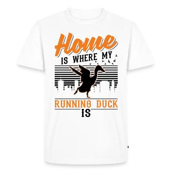 La maison est l’endroit où sont mes canards qui courent - T-shirt Premium bio Homme - blanc - Devant - Nico (187cm)